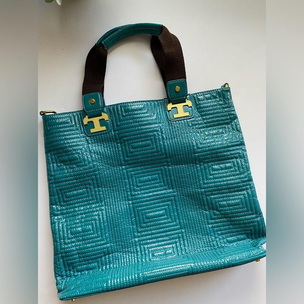 Laila Rowe turquoise tote bag . - Picture 6 of 12